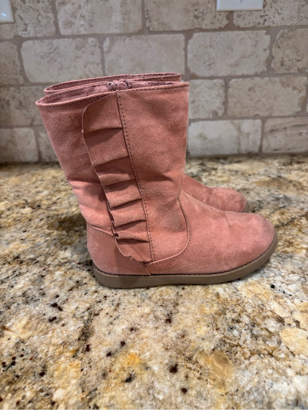 Girls 11 Cat & Jack pink tall ruffled boots